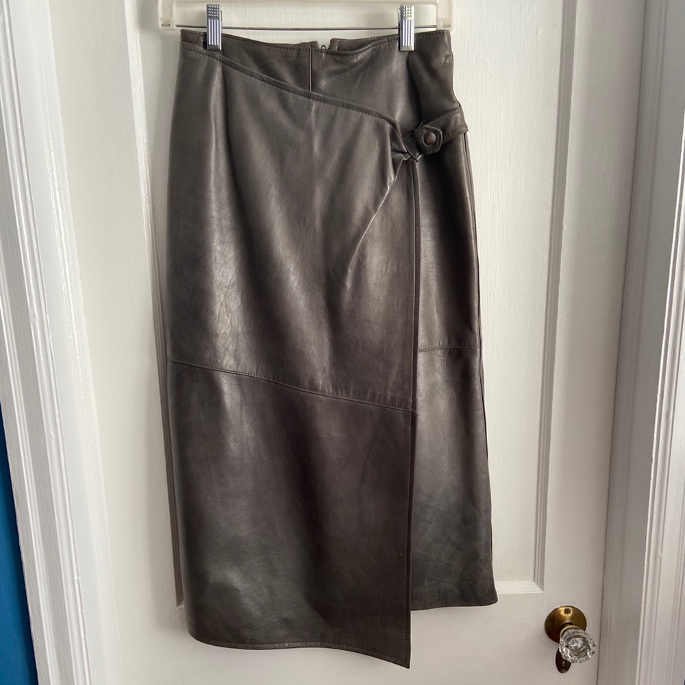 Vintage wrap leather skirt